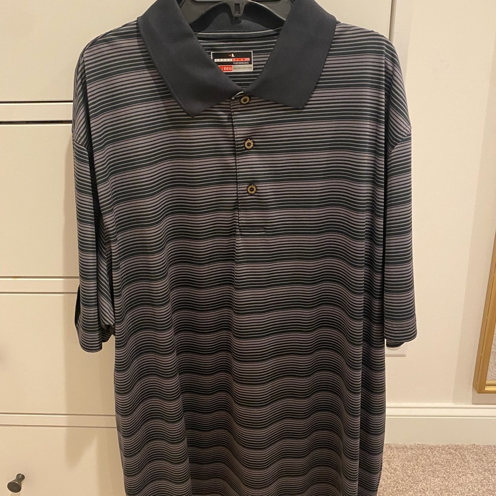 Grand Slam Black and Gray Striped Polo Shirt